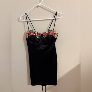 Speechless Black Dress with Floral Embroidery
